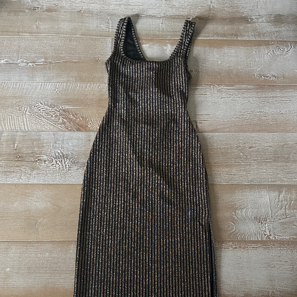 Vici Black and Gold Glitter Midi Dress